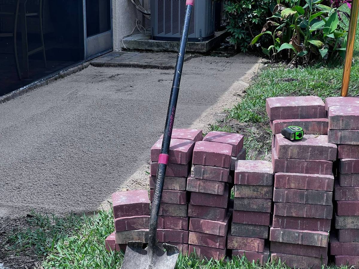 Base prep for a new walkway: paver installation by Paver Savers & Concrete