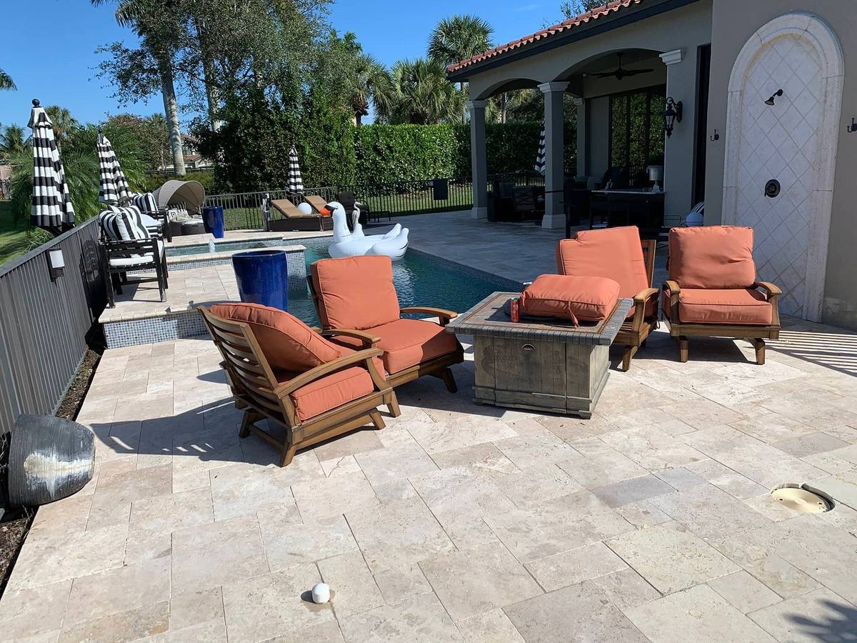 Travertine pool patio: travertine & natural stone care by Paver Savers & Concrete